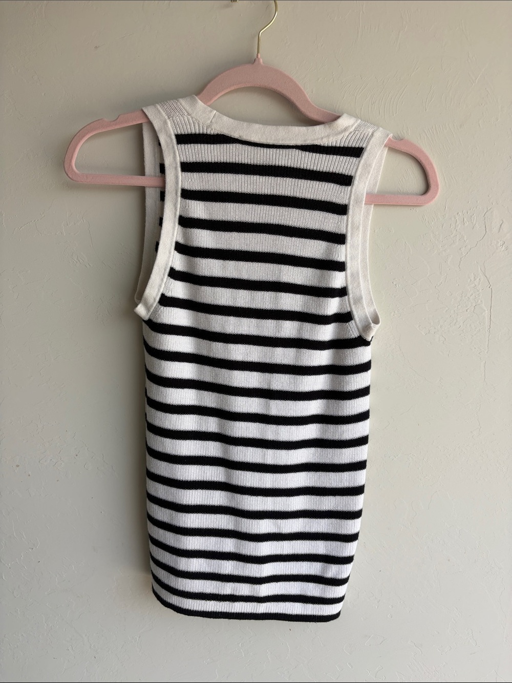 LOFT Black and White Striped Sleeveless Button-Front Top - Picture 5 of 6